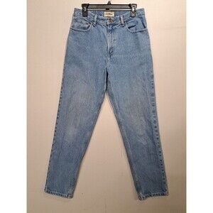 Vintage LL Bean Leather Patch Jeans Classic Fit Womens 12 M/T 100% Cotton Pants